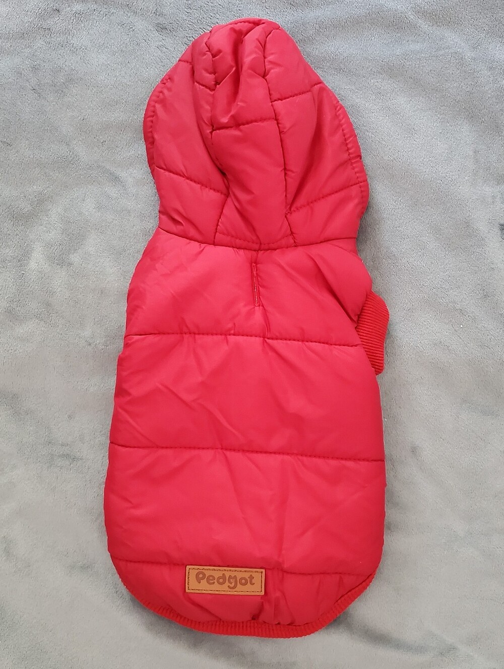 Pedgot Small Red and White Dog Jacket with Buttons w/fur Lining